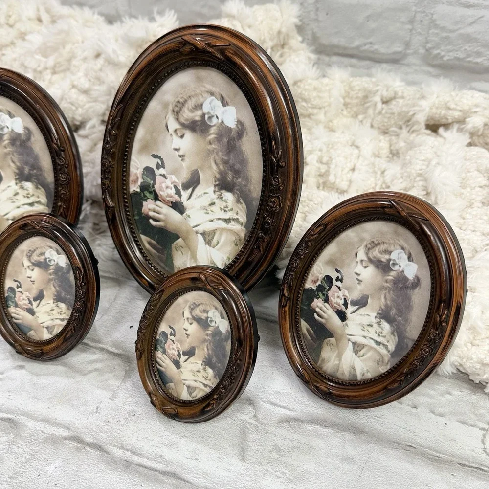 Vtg Victorian Style Ornate Faux Wood Picture Frames Set Of 5 Matching Frames NEW